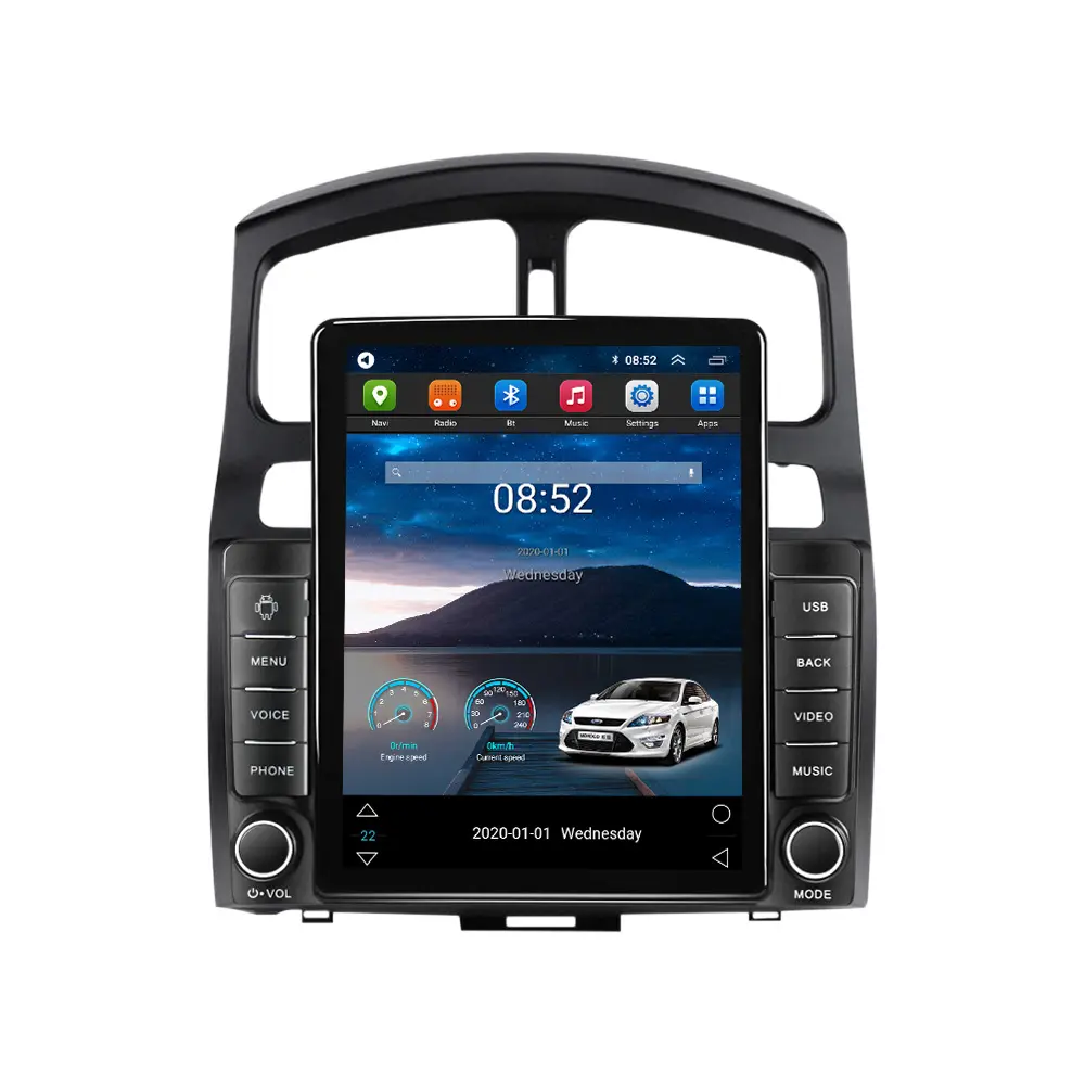 Navifly Tesla screen Android 8+128GB IPS 2.5D DSP Car Radio For Hyundai Classic Santa Fe 2006-2015 BT Carplay car Video system