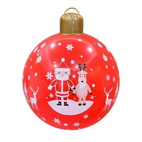 Boule de Noël gonflable en PVC écologique avec Père Noël et rennes - Décoration de fête de Noël imperméable pour l'extérieur