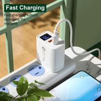 Chargeur intelligent 20W QC3.0 USB+Type-C 5V/2.4A/5V/3A, chargeur de voyage universel avec affichage numérique EU/US/UK pour téléphone portable