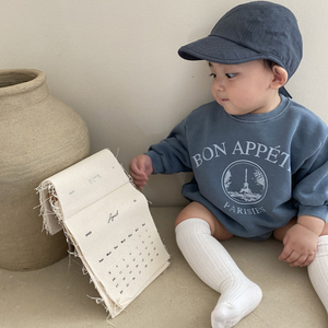 Vêtements une pièce coréen pour bambins, sweat à capuche épais imprimé LOGO, vêtements pour nouveau-nés, barboteuses 0-24 mois - Product Image 6