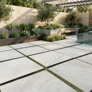 Dalles de pavage extérieures en porcelaine Vistaar de 20 mm d'épaisseur, 600x900 mm, gris pierre martelé, haute résistance, rectifiées, pour aménagement de jardin, carreaux de céramique - Product Image 5