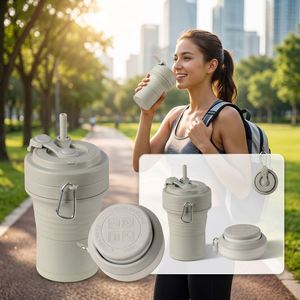 Custom Logo Collapsible Silicone Travel Cup 350ml 500ml Leakproof Foldable Coffee Cup with Straw BPA Free OEM ODM - Product Image 1