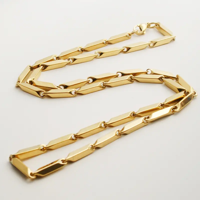 BINSHUO collana a catena personalizzata all'ingrosso gioielli in acciaio inossidabile placcato oro 18K 3mm a forma di diamante uomini melone seme collana a catena