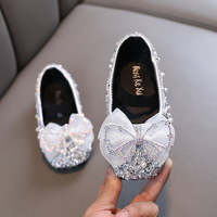 Chaussures de ballet princesse pour filles, ballerines d'été en cuir verni pour tout-petits, chaussures plates à nœud papillon à semelle souple pour bébé fille