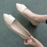 Chaussures plates confortables à semelle souple pour femmes, chaussures plates à bout peu profond en cuir, chaussures de travail professionnelles