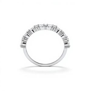 Marquise Round Diamond Band Alternating Multi Stone <b>Ring</b> Curved Wedding Band <b>Stacking</b> <b>Ring</b> 18K 14K Gold Plated Jewelry Gift - Product Image 2