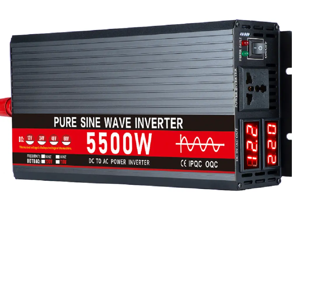 Soket Universal mobil, pengisi daya Inverter otomatis portabel 5500W DC 12V/24V ke AC 220V