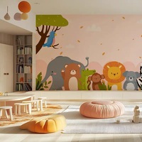 Créatures marines et fleurs, plantes, texture velours, imperméable, murale autocollante multi-pièces pour la décoration de la chambre d'enfant et de la crèche