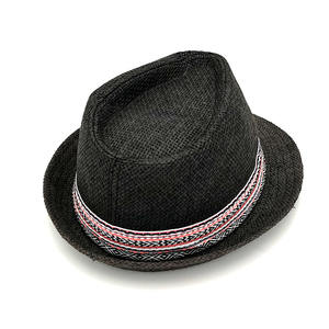 2025 matériel de marketing typique Logo personnalisé imprimé paille maille Fedora publicité promotionnelle casquettes et casquettes Panama ajusté Fedora chapeaux - Product Image 3