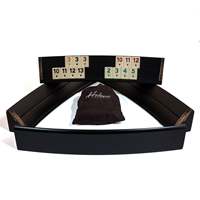 Lot de 4 supports de jeu Rummikub en bois de hêtre noir 16.9 pouces supports de tuiles de rami en bois massif