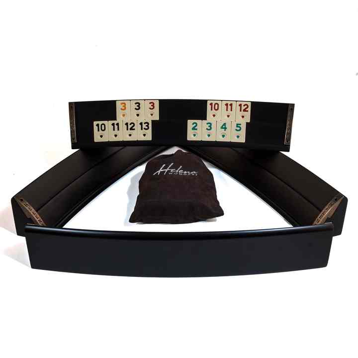 Set of 4 Black Beech Wood Board Rummikub Game Holder 16.9inch Solid ...