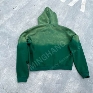 Уличная одежда по индивидуальному заказу, французская махровая Толстовка в тяжелом весе, укороченная кислотная аппликация, потрепанная вышитая мужская толстовка с капюшоном - Product Image 2