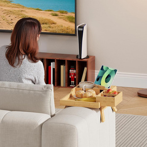 Table de rangement en bambou avec compartiment pour utilisation à côté du canapé dans le salon - Product Image 2
