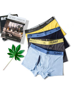 New Soft Men's Underwear <b>Boxer</b> Briefs Viscose/ Spandex Performance Men <b>Boxer</b> Brief With <b>Fly</b> Front Pouch - Product Image 1