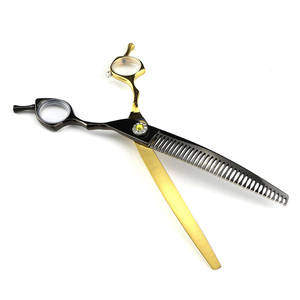 Làm Bằng Tay 7.5 Inch Cong Cắt Cắt Cắt Tóc Kéo 440C Nhật Bản Thép Văn Phòng Chuyên Nghiệp Tóc Mặc Quần Áo Con Chó Chải Chuốt Kéo - Product Image 2