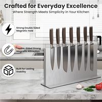 Porte-couteaux magnétique universel double face, porte-couteaux de grande capacité en acier inoxydable SUS304 pour ustensiles de cuisine