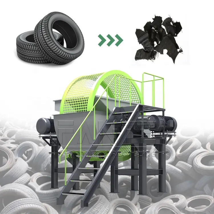 Tire Recycling Machine Rubber Tire Shredder Old Rubber Tyre Crushing Particle Machine