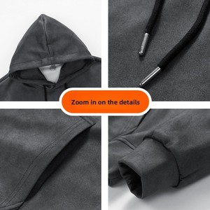 <span class=keywords><strong>Felpa</strong></span> con cappuccio pesante da uomo, effetto due pezzi, con tasche, vestibilità ampia, colore bianco, pullover trendy disponibile - Product Image 3