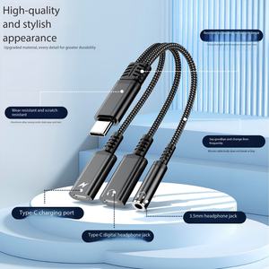 Adaptateur de chargeur USB C vers casque 3,5 mm 3 en 1 Adaptateur audio USB C vers Aux pour iPhone 16 15 <span class=keywords><strong>Samsung</strong></span> <span class=keywords><strong>Galaxy</strong></span> S24 S23 - Product Image 2