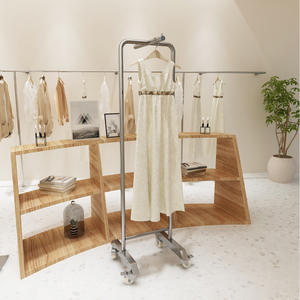 Étagère de présentation pour magasin de vêtements en acier inoxydable avec roulettes, 1 étagère, style Art Déco, horizontale, pour les magasins de mode <span class=keywords><strong>homme</strong></span> et femme - Product Image 3