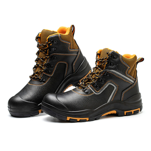 Chaussures de travail en cuir véritable à coupe mi-haute, style 2024, antidérapantes, anti-perforation, bottes de sécurité - Product Image 1
