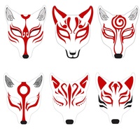 Masque de renard en PU à faire soi-même, peint à la main, style anime japonais classique, masque de cosplay de renard pour fille, accessoires de fête et de bal