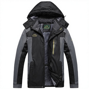 Veste unisexe décontractée à capuche coupe-vent en polyester teint en fil, style hip-hop, avec fermeture éclair, pour l'extérieur, chaude, collection automne-hiver - Product Image 2