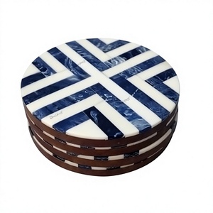 Luxury Style Wood And Resin Round Shape Zig Zig Design <b>Coasters</b> Set Table Decorate Used Home And kitchenware Used <b>Slate</b> <b>Coasters</b> - Product Image 1