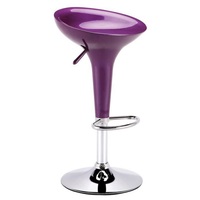 Tabouret de bar haut réglable pivotant avec base chromée moderne et siège en ABS, prix avantageux, avec vérin à gaz, durable