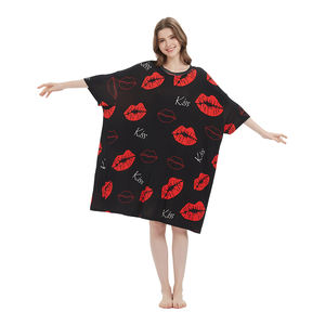 Transpirable Impresión suave Tallas grandes Vestido <span class=keywords><strong>de</strong></span> Casa <span class=keywords><strong>de</strong></span> gran tamaño Camiseta Verano Pijamas largos sueltos Camiseta <span class=keywords><strong>de</strong></span> dormir para niñas - Product Image 6