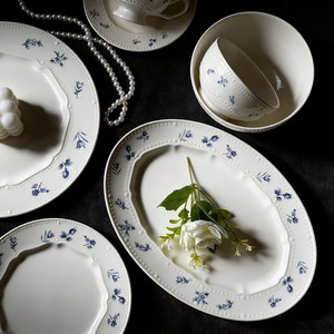 Plato de Cerámica Floral Azul Perla Coreano Lelyi, Tazón, Taza de Café, Plato de Postre para el Té de la Tarde, Vajilla de Alta Gama para Bodas y Hoteles - Product Image 5