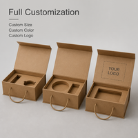 Boîte cadeau pliable magnétique en kraft avec poignée, en matériau recyclé, insert personnalisé, emballage portable et écologique pour bougies