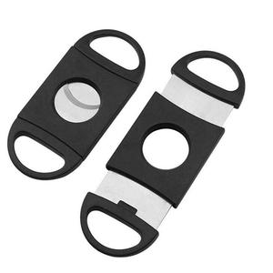DDA124 Plastic Black Handle Tobacco Cigar Cutter Scissors Knife Accessories Stainless Steel Double Blades Cigar Cutter