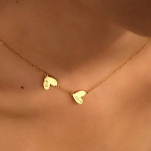 Collana con Ciondolo a Cuori Multipli, Personalizzabile con Iniziali, <span class=keywords><strong>Nomi</strong></span> e Date, Delicata Collana a Strati con Cuori, Gioiello d'Amore per Donne - Product Image 4