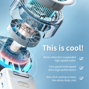 Ventilateur portable rafraîchissant pliable, mini-ventilateur à main rechargeable par USB, 1-100 vitesses, haute vitesse, ventilateur de cou suspendu pour le <span class=keywords><strong>camping</strong></span> et les activités de plein air - Product Image 4