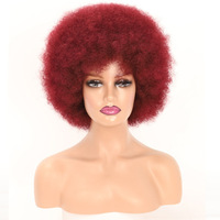 Perruque Afro courte crépue bouclée avec frange, cheveux synthétiques ombrés naturels noirs pour femmes, perruques de danse de fête