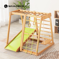 Cadre d'escalade multifonctionnel intérieur pour enfants toboggan bébé balançoire anneau petit parc d'attractions intérieur maison hêtre édition de luxe