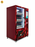 Distributeur automatique de vin rouge, écran tactile HD 22 pouces, 105 bouteilles, température contrôlée 3-20°C, paiement par carte et QR, usage commercial