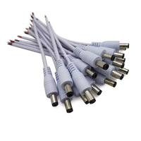 Adaptateur de prise d'alimentation CC 12V 5,5x2,1 mm mâle/femelle, contact en cuivre 2P, câble noir de 15 cm pour bande LED automobile