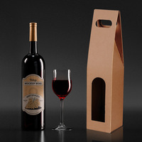 Caja de Regalo Ecológica y Reciclable de Papel Kraft para Vino Tinto, Caja de Regalo Doble o Individual, Gruesa, Corrugada, con Asa, para Fiestas