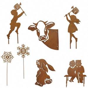 Décoration de salle de bain artistique en aluminium effet rouillé, design créatif, silhouettes de plantes/fleurs, détection tactile, à brancher, style zen asiatique - Product Image 1