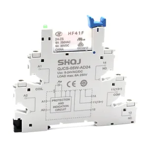 Shqj Ultra Slank Relais Hf41f 24-zs QJCS-05W-AD24 Spoel 24V 12V 5V 1co 6a Spdt Din Rail 41f-1z-c2-1