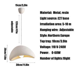 Abat-jour <span class=keywords><strong>en</strong></span> résine de style nordique, luminaires suspendus <span class=keywords><strong>en</strong></span> corde, éclairage de plafond de salle à manger, suspension simple - Product Image 5