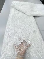 Tissu de mariée en dentelle florale lourde perlée, maille brodée de sequins écologique, accessoires de chaussures de mariage, tricoté chaîne uni