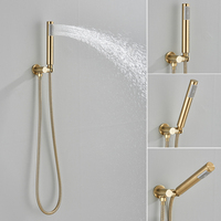 Haute qualité or brossé dissimulé céramique pluie salle de bain douche robinet ensemble 2 voies mitigeurs robinet mural pluie système de douche