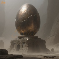 Benutzer definierte Outdoor Resort Ruinen Park Public Decor Große Metallguss Bronze geschnitzte Retro-Muster Kunst Riesen Cracked Egg Shape Skulptur