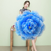 Parapluie de danse 3D, Performance de danse, fleur de pivoine, parapluie chinois en tissu multicouche