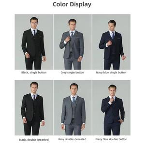 <span class=keywords><strong>Costume</strong></span> pour <span class=keywords><strong>homme</strong></span> <span class=keywords><strong>bleu</strong></span> <span class=keywords><strong>marine</strong></span>, grande taille, tenue étrangère, noir, banquet, mariage, accompagnement du marié, deux pièces - Product Image 2