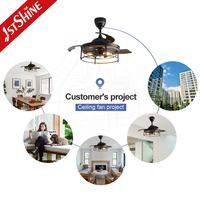 Ventilateur de plafond 1stshine 42 pouces avec télécommande, lames rétractables, haute performance, qualité supérieure, avec lumière, vente en gros