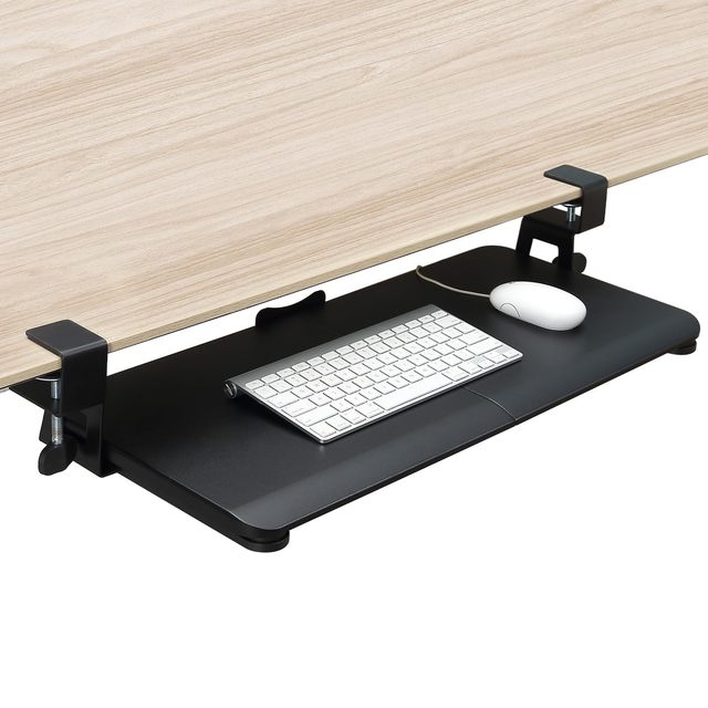 Easy-to-Install Metal Keyboard & Mouse Tray under Desk Slide-Out Tray with C Clamp Mount for Computer Desks